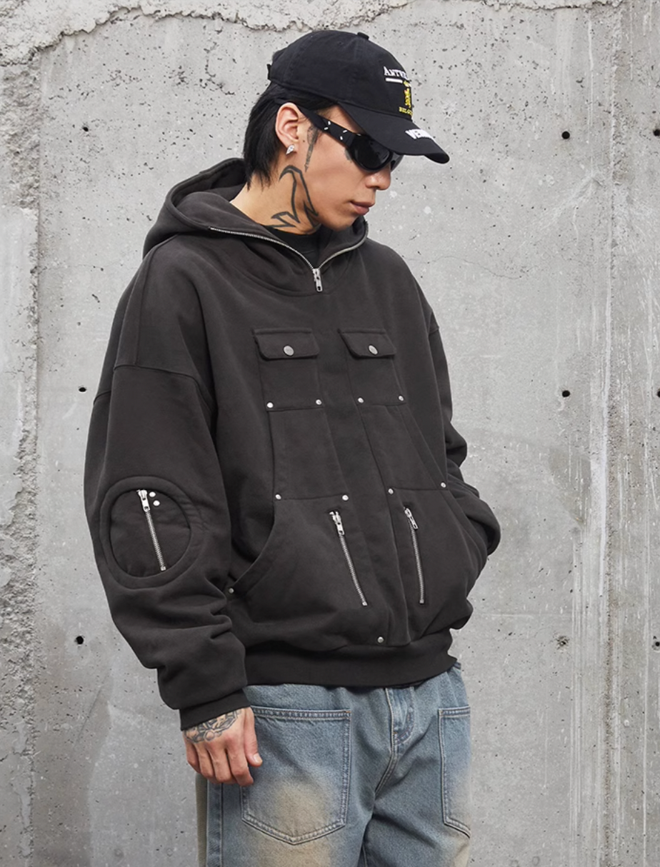 F2CE Functional Pocket Studs Hoodie
