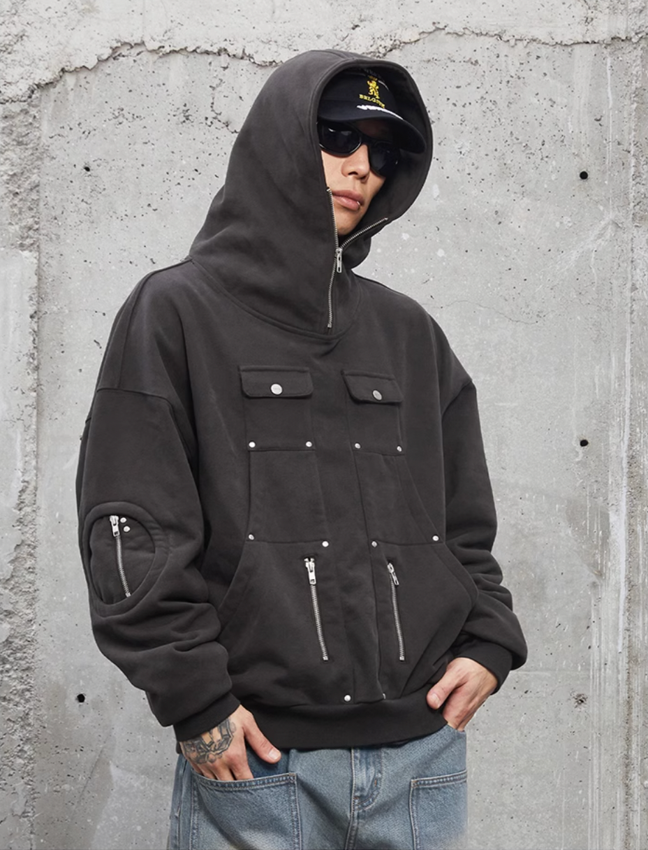 F2CE Functional Pocket Studs Hoodie