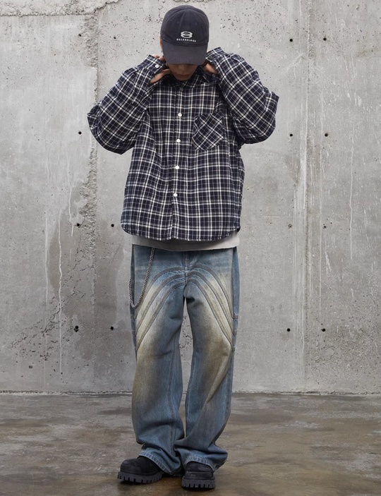 F2CE Handmade Dirty Old Wide Legged Denim Pants