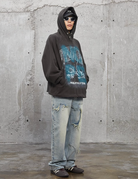F2CE Washed Lumberjack Wear Frayed Denim Pants