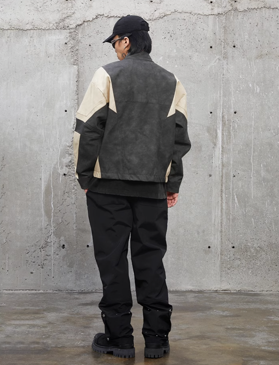 F2CE Nylon Pockets Zipper Studded Work Pants