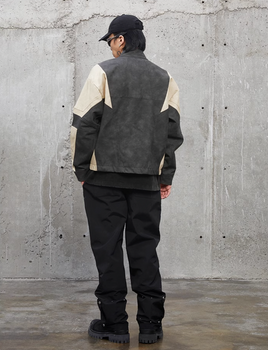 F2CE Nylon Pockets Zipper Studded Work Pants