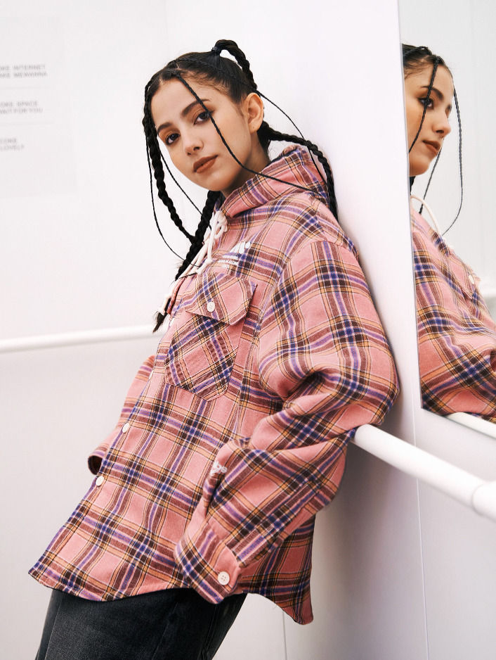 VOTE VVVVOTE Vintage Plaid Hooded Jacket