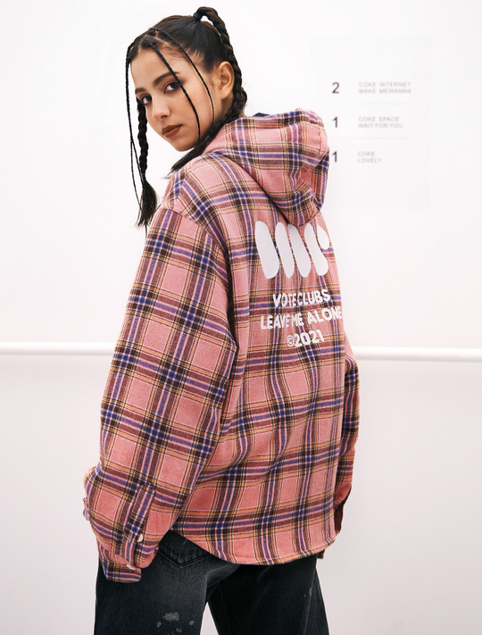 VOTE VVVVOTE Vintage Plaid Hooded Jacket