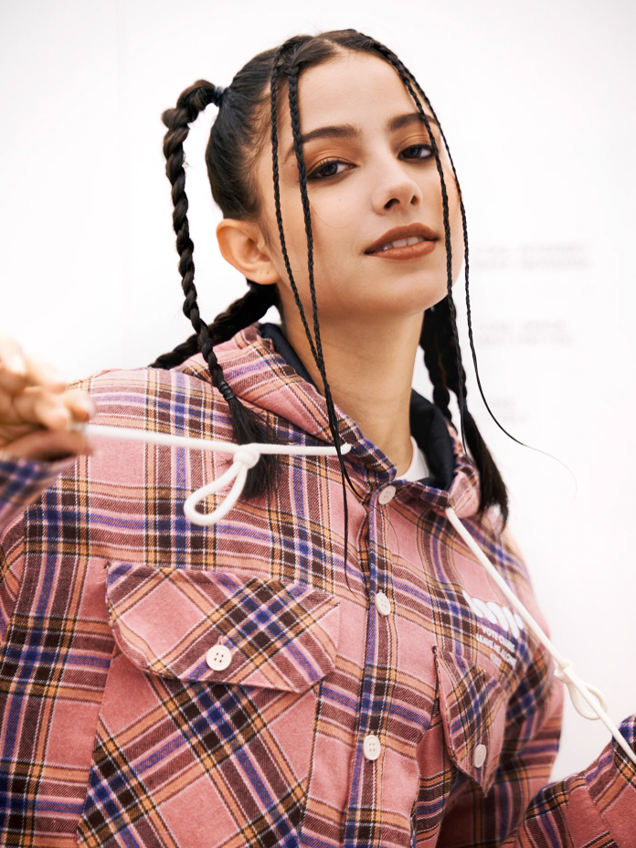 VOTE VVVVOTE Vintage Plaid Hooded Jacket