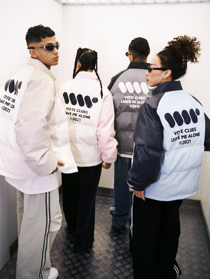 VOTE VVVVOTE Stand Up Collar Color Blocked  Jacket