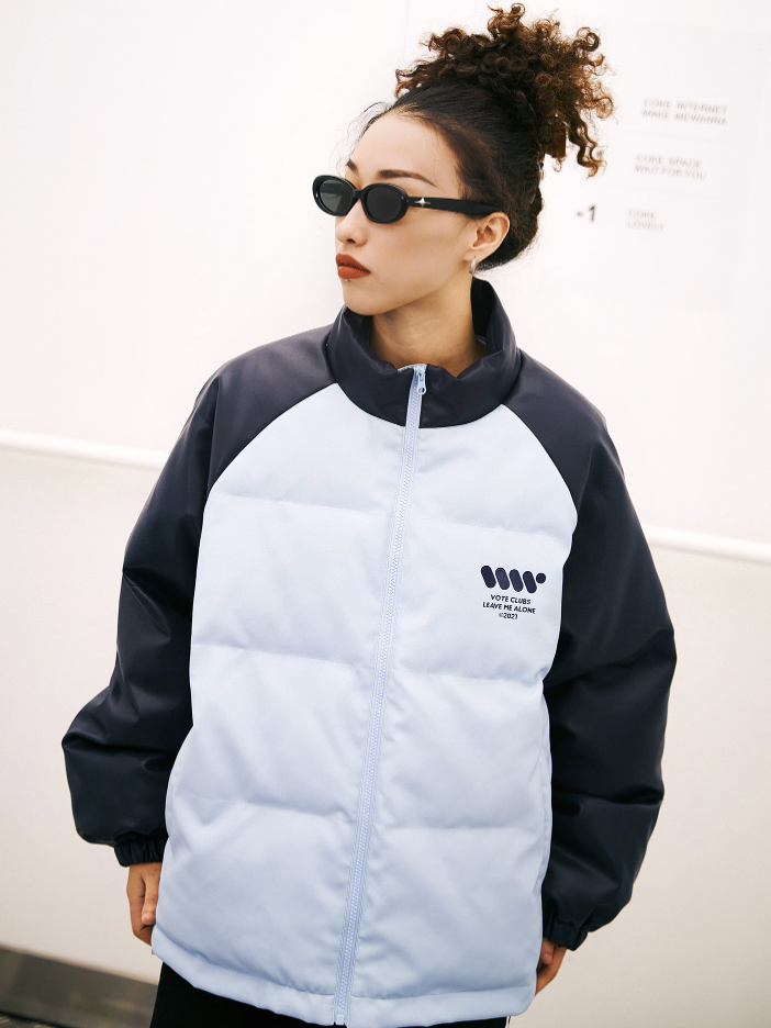 VOTE VVVVOTE Stand Up Collar Color Blocked  Jacket
