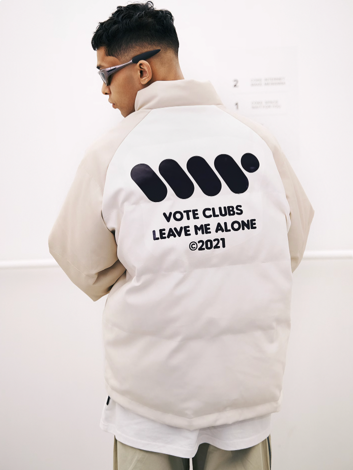 VOTE VVVVOTE Stand Up Collar Color Blocked  Jacket