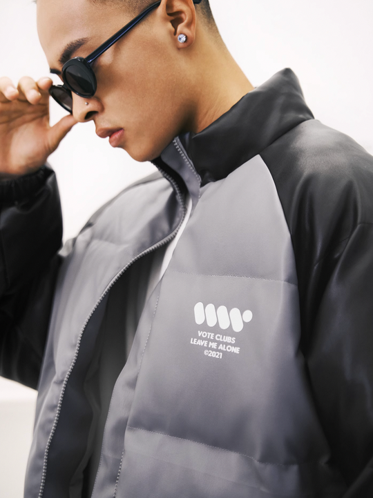 VOTE VVVVOTE Stand Up Collar Color Blocked  Jacket