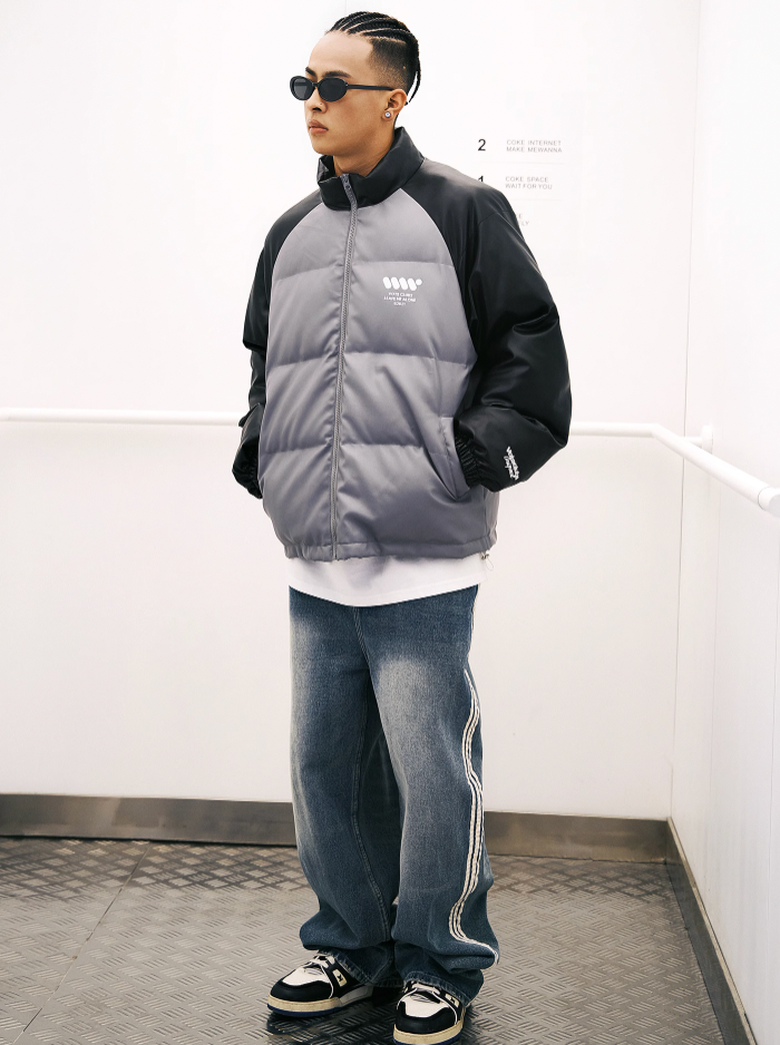 VOTE VVVVOTE Stand Up Collar Color Blocked  Jacket