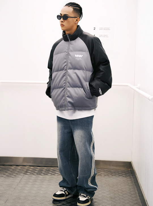 VOTE VVVVOTE Stand Up Collar Color Blocked  Jacket