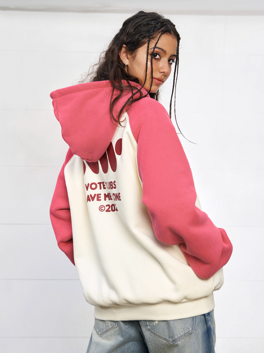 VOTE VVVVOTE Color Block Zipper Hoodie