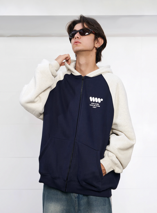 VOTE VVVVOTE Color Block Zipper Hoodie