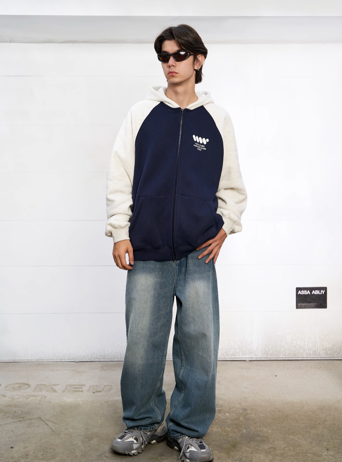 VOTE VVVVOTE Color Block Zipper Hoodie