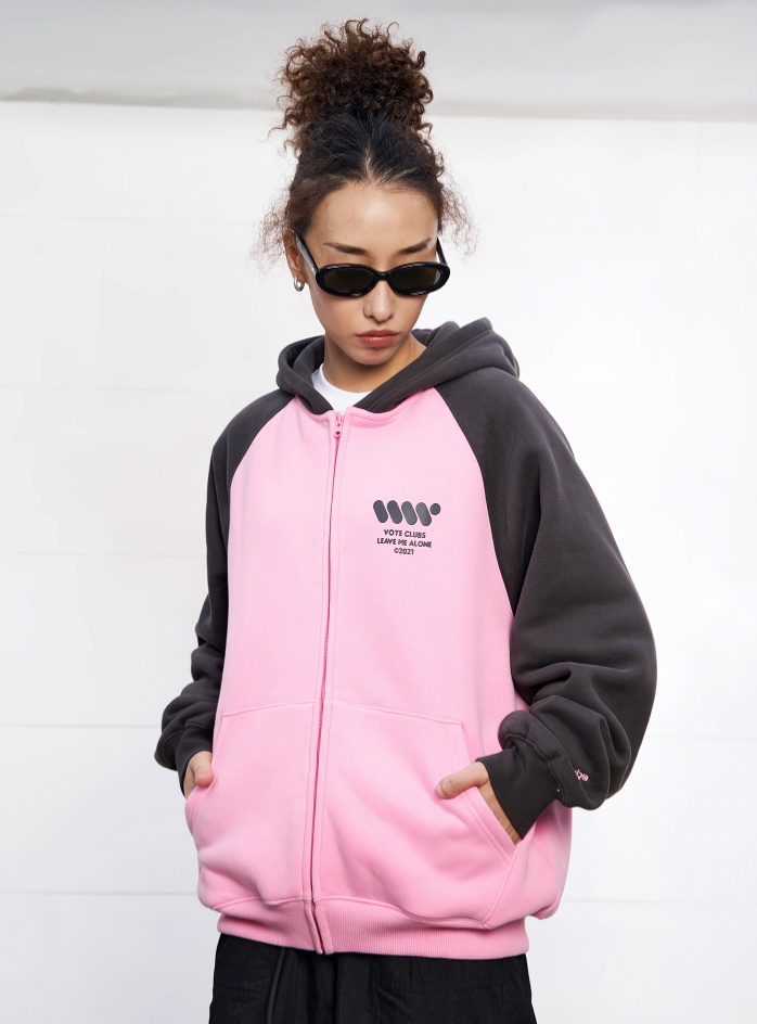 VOTE VVVVOTE Color Block Zipper Hoodie