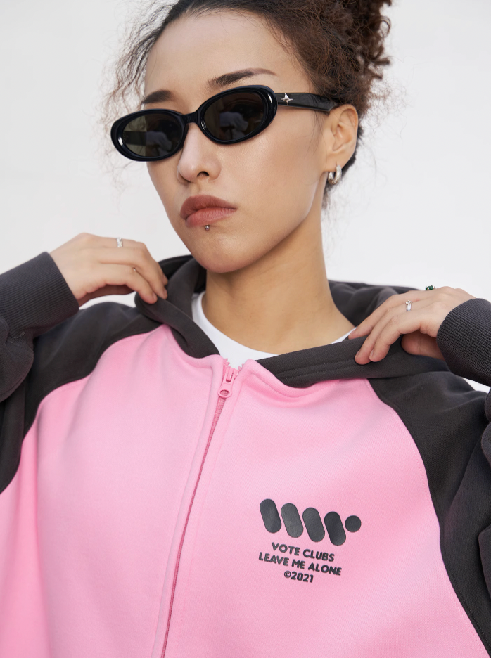 VOTE VVVVOTE Color Block Zipper Hoodie
