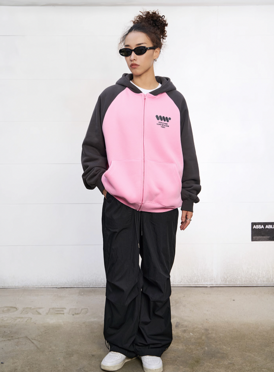 VOTE VVVVOTE Color Block Zipper Hoodie