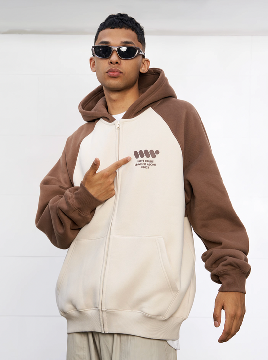 VOTE VVVVOTE Color Block Zipper Hoodie