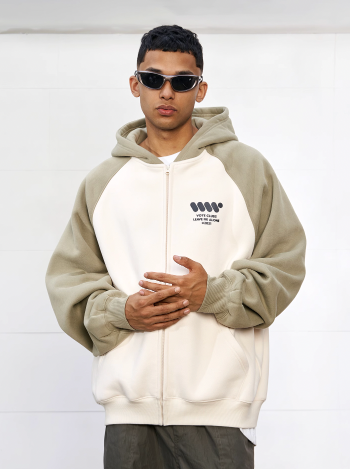 VOTE VVVVOTE Color Block Zipper Hoodie