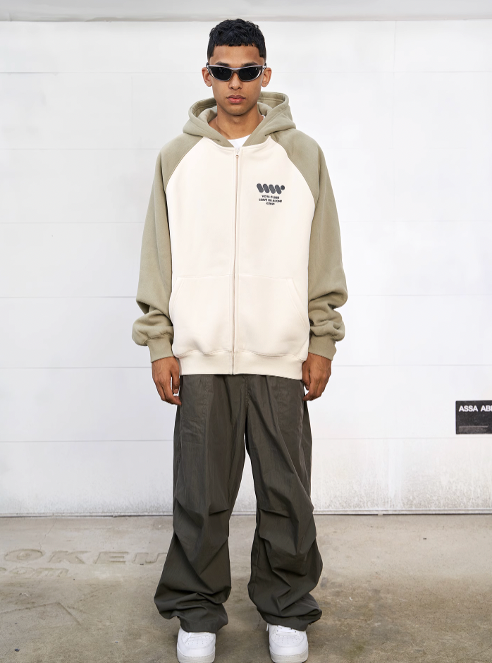 VOTE VVVVOTE Color Block Zipper Hoodie