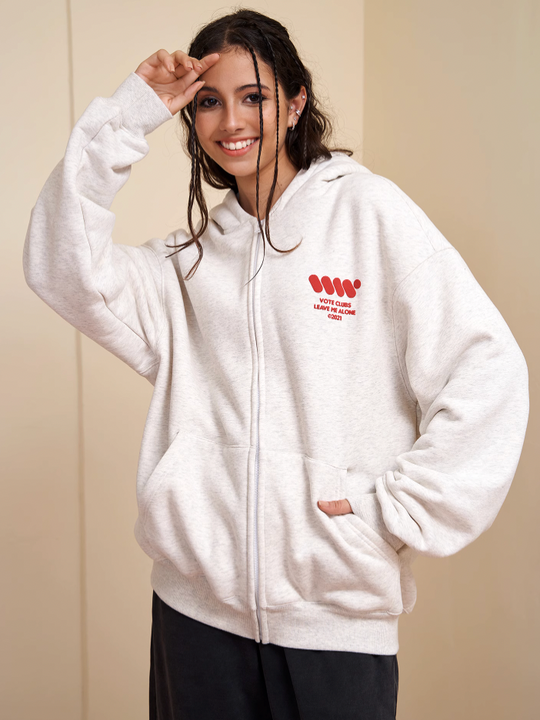 VOTE Preppy Style Zipper Hoodie