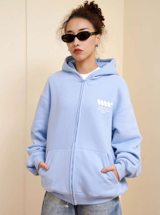 VOTE Preppy Style Zipper Hoodie