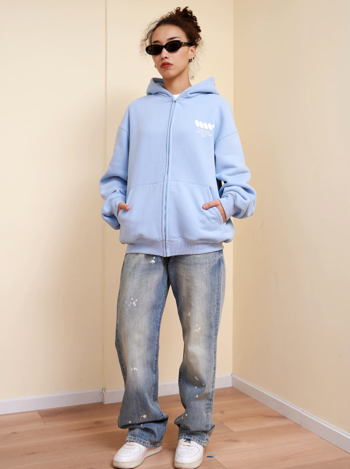 VOTE Preppy Style Zipper Hoodie