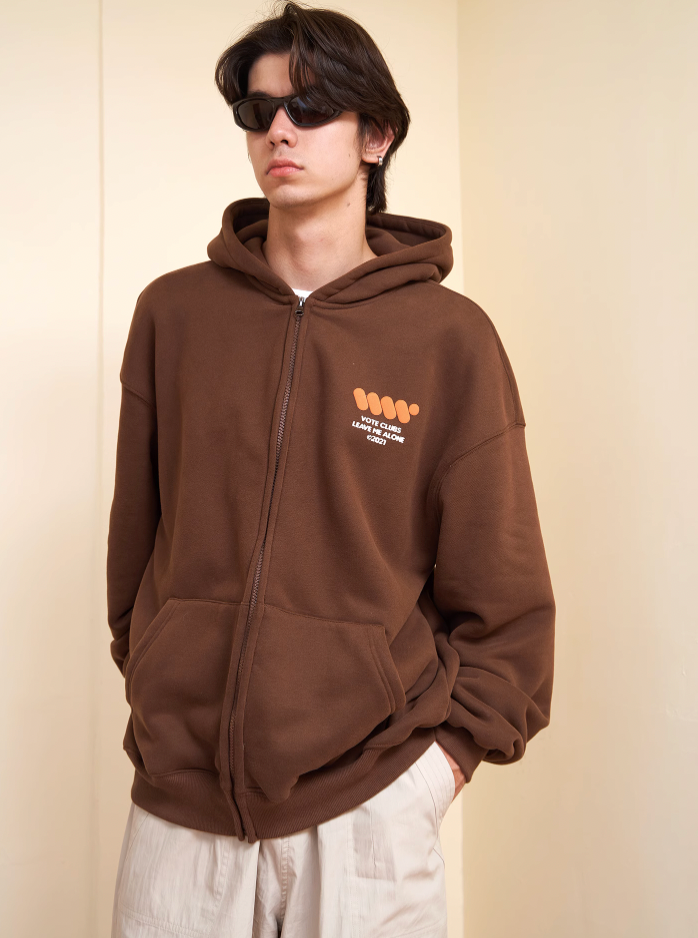 VOTE Preppy Style Zipper Hoodie