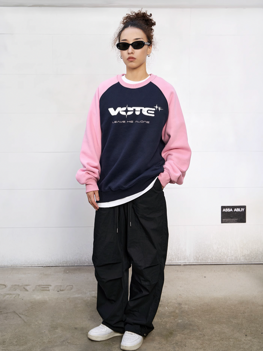 VOTE Star Logo & Contrast Color Sweatshirt
