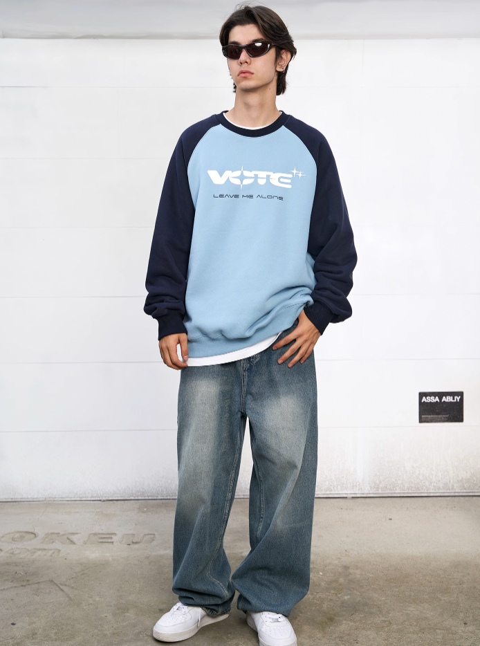 VOTE Star Logo & Contrast Color Sweatshirt