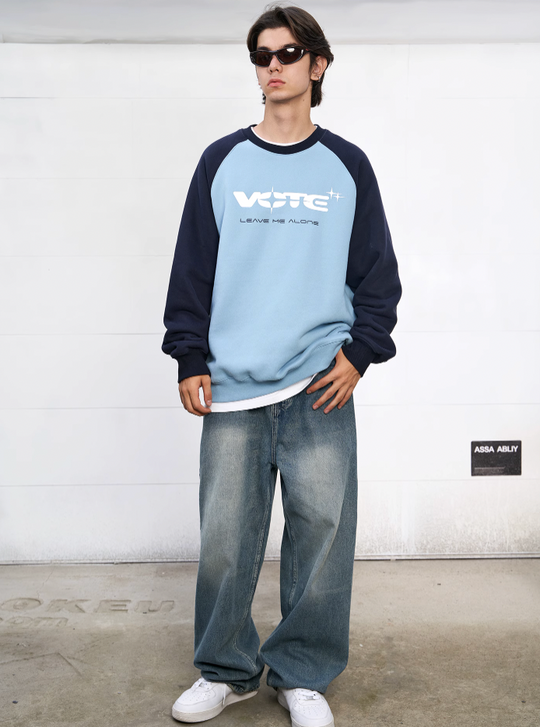 VOTE Star Logo & Contrast Color Sweatshirt