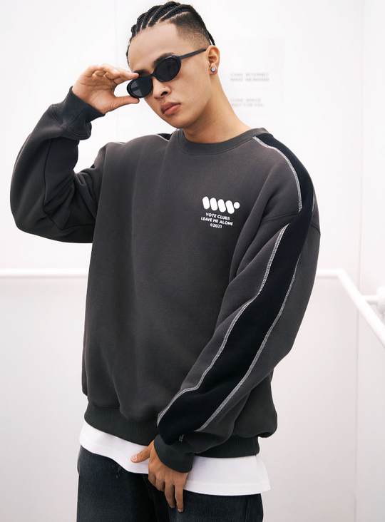 VOTE VVVVOTE Color Blocked Striped Sweatshirt