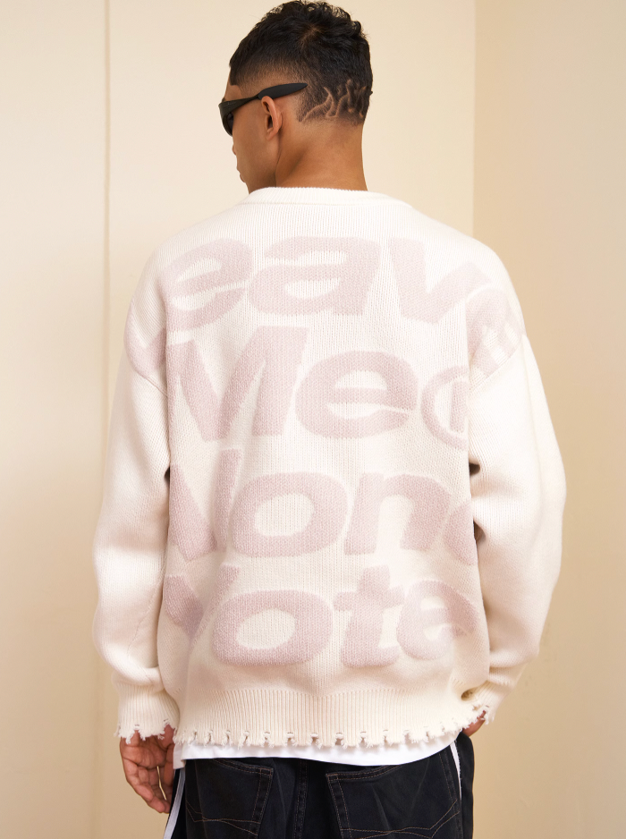 VOTE Irregular Hole Loose Knit Sweater