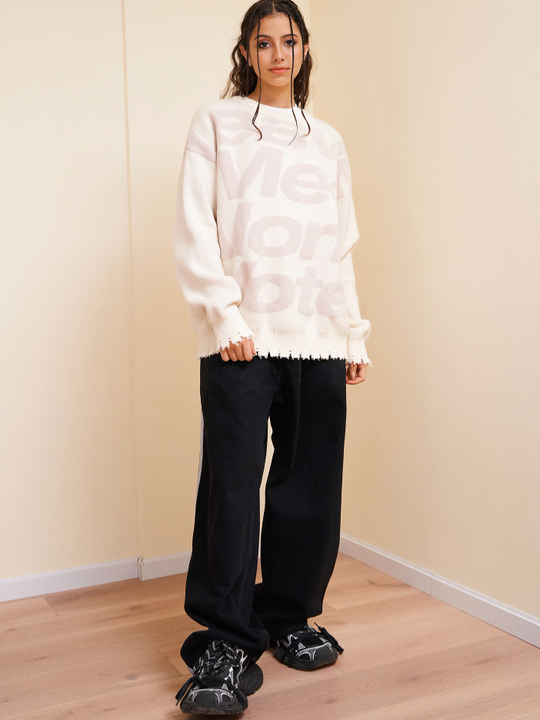 VOTE Irregular Hole Loose Knit Sweater