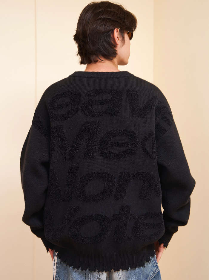 VOTE Irregular Hole Loose Knit Sweater