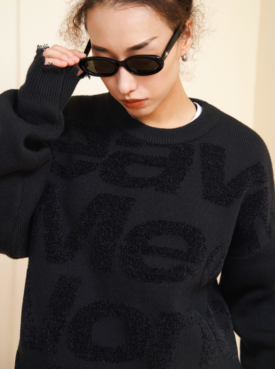VOTE Irregular Hole Loose Knit Sweater