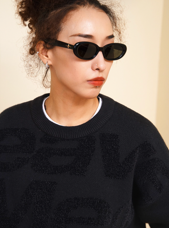 VOTE Irregular Hole Loose Knit Sweater