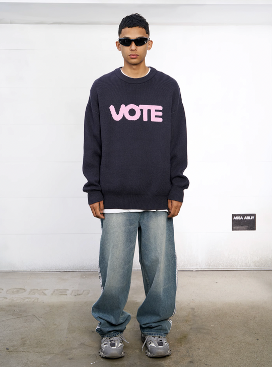 VOTE Color Clashing Knit Sweater
