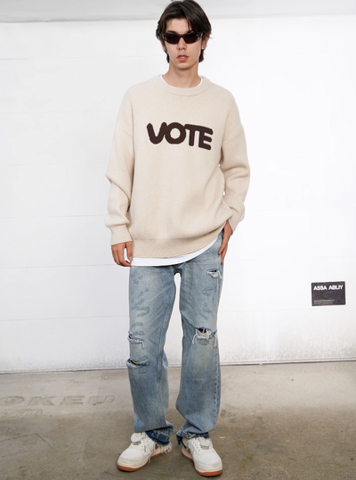 VOTE Color Clashing Knit Sweater