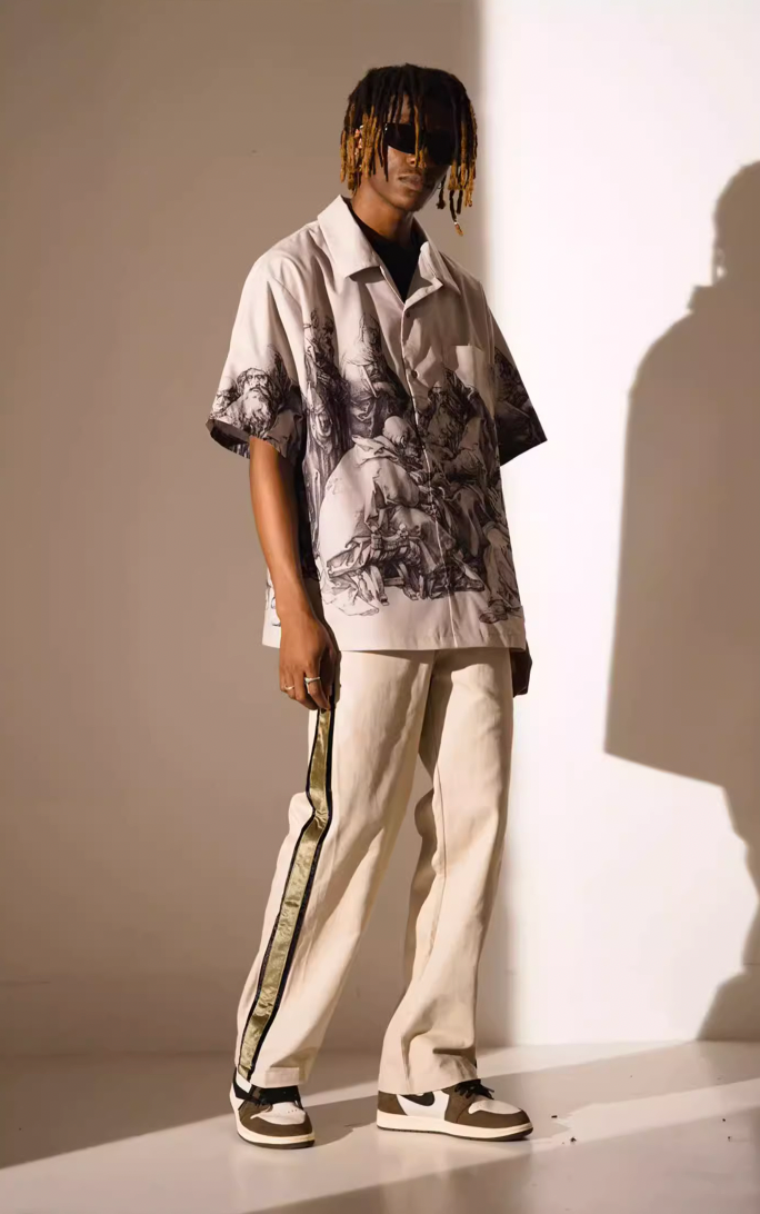 EMPTY REFERENCE Saint Son Print Short Sleeve Shirt