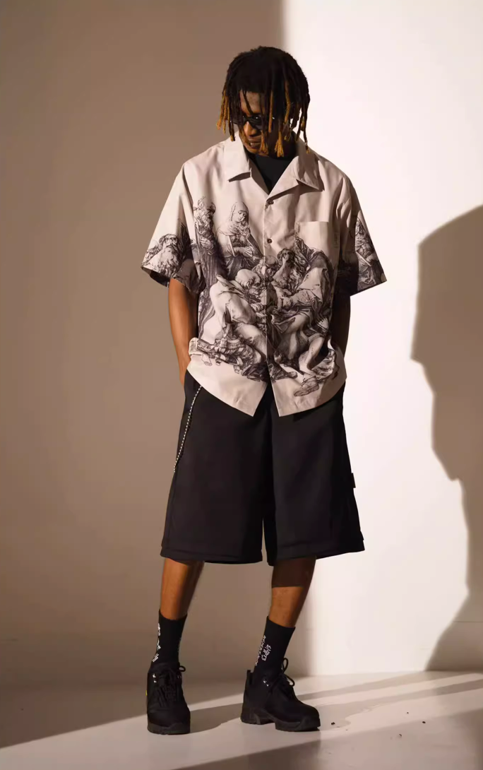 EMPTY REFERENCE Saint Son Print Short Sleeve Shirt