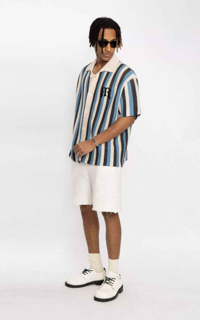 EMPTY REFERENCE Striped Woven Short Sleeve Shirt