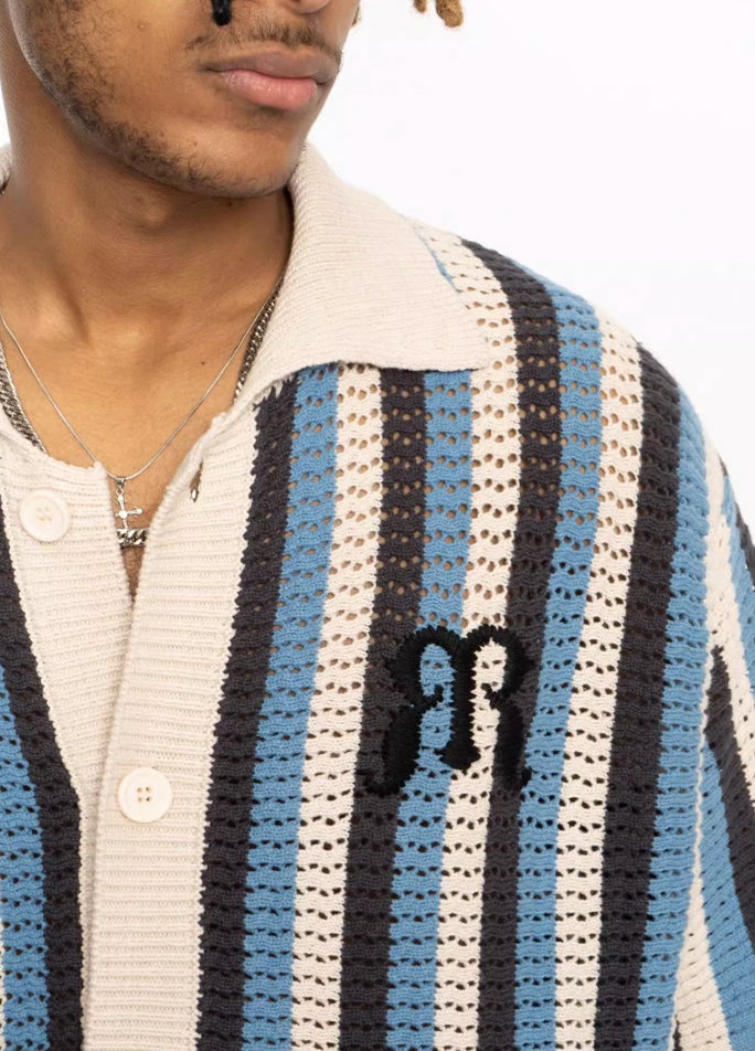 EMPTY REFERENCE Striped Woven Short Sleeve Shirt