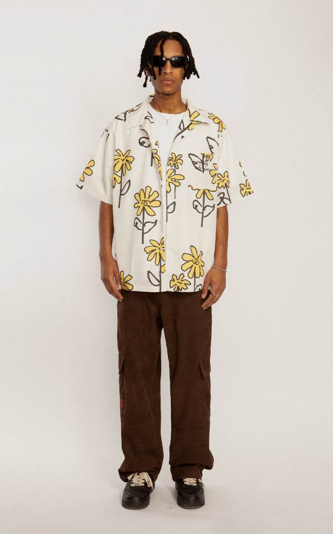 EMPTY REFERENCE Hand Painted Small Flower Short Sleeve Shirt