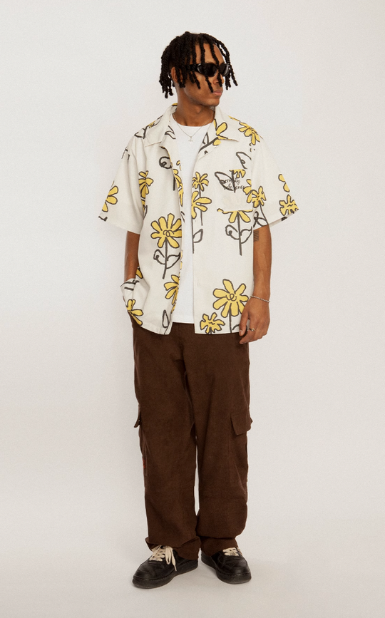 EMPTY REFERENCE Hand Painted Small Flower Short Sleeve Shirt