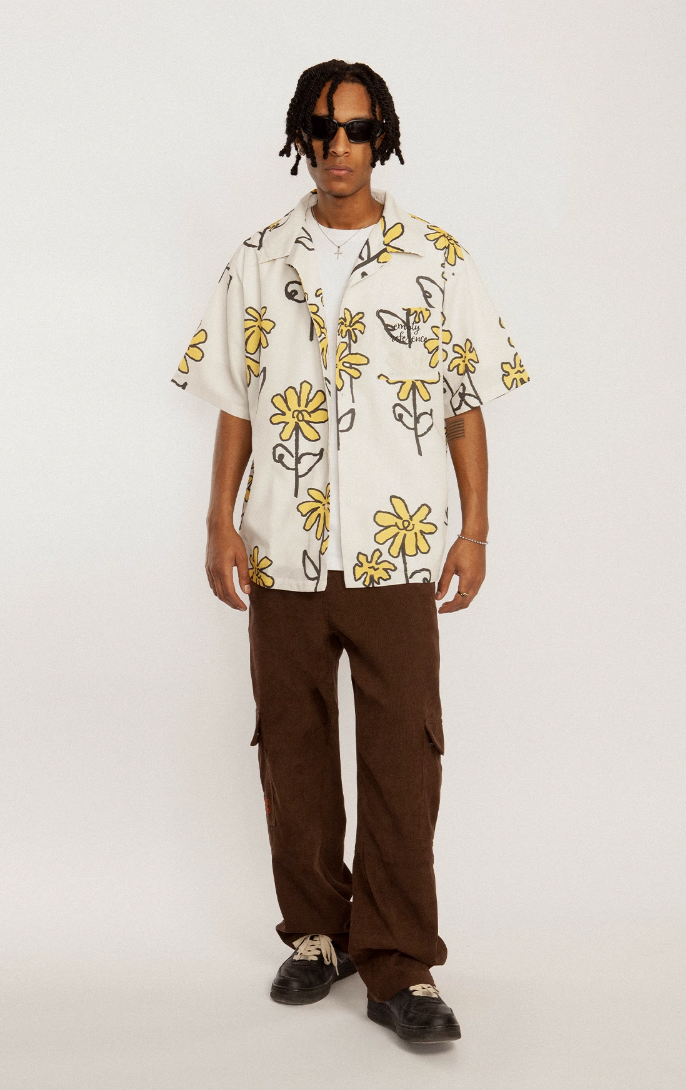 EMPTY REFERENCE Hand Painted Small Flower Short Sleeve Shirt
