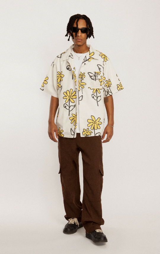 EMPTY REFERENCE Hand Painted Small Flower Short Sleeve Shirt