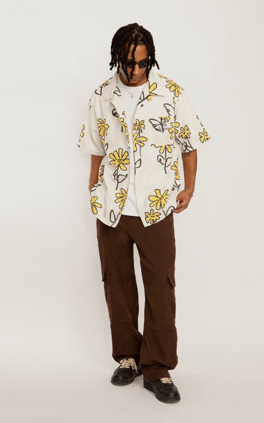 EMPTY REFERENCE Hand Painted Small Flower Short Sleeve Shirt