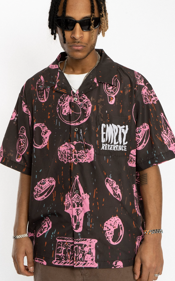 EMPTY REFERENCE Jewelry Full Printed Short Sleeve Shirt