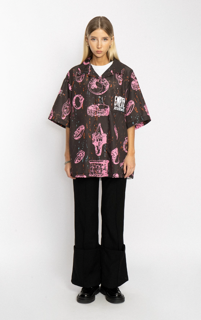 EMPTY REFERENCE Jewelry Full Printed Short Sleeve Shirt